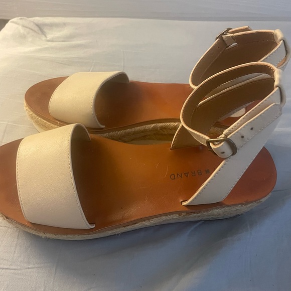 Lucky Brand Jeneka Leather Platform Espadrilles Strappy Sandals - Picture 3 of 5
